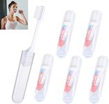 INBOLM Travel Toothbrush Set with Toothpaste - Pack of 5, Folding Toothbrushes, Portable and Compact Toothbrush Kit for Traveling, Mini Toothpaste Included,Foldable Mini Toothbrush