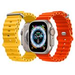 NUKELOLO 2 Pack Ocean Strap Compatible with Apple Watch Ultra 49mm 46mm 45mm 44mm 42mm 41mm 40mm 38mm, Soft Silicone Sport Band for iWatch Series 10 Ultra 9 8 7 6 5 4 3 2 1 SE, Orange/Yellow