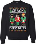 Wild Bobby Crack Deez Nuts Meme Ugly Christmas Sweater Unisex Crewneck Sweatshirt, Black, Small