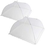 iGadgitz Home U6919 - Polyester Mesh Food Covers Collapsible Food Umbrella Reusable Food Net - Food Protector, Insect & Bug Screen - Indoor & Outdoor - White - 2 Pieces