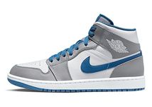 Nike Air Jordan 1 Mid Men's Shoes, Cement Grey/White-true Blue, 10.5