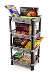 THEODORE Plastic Vegetable Trolley Rack for Kitchen Storage Vegetable Organizer, Vegetable Stand for Kitchen Storage Racks for Office,Kitchen,Living Room, Fruits Onion Potato Stand(4 Layer, Grey)