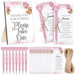 Qeeenar 50 Set Baby Shower Favors for Guest 1 Thank for Coming Sign 50 Heart Shaped Ballpoint Pens 50 Thank You Cards with Twine Baby Shower Return Gifts for Gender Reveal Girls Boys Party (Pink,Girl)