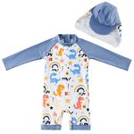 Baby Boys UPF 50+ Sun Protection One Piece Rashguard Swimsuit with Snap Bottom (Grey-Dinosaur,6-9 Months)