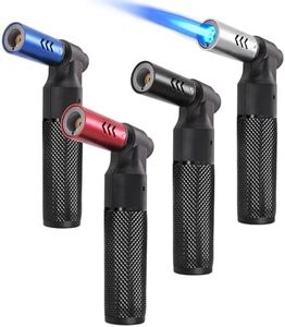 Luxgaze 4 Pack Butane Torch Lighters Refillable Jet Flame Portable Butane Torch Mini Refillable Windproof Lighters for Camping Baking Culinary Soldering Cooking Welding BBQ Grill(Gas not Included)