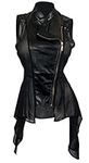 eVogues Women's Sleeveless Sheer and Faux Leather Panel Fashion Vest Jacket - 3X Black