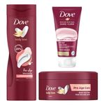 Dove Body Love Pro Age Body Lotion 400 ml + Dove Pro Age Nourishing Body Care moisturiser 250 ml & Dove Nourishing Hand Care Pro Age Hand Cream 75ml