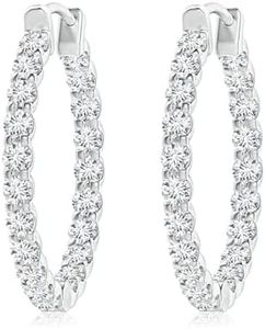 ANGARA Lab Grown Diamond Earrings for Women | 4.41 ct Round Lab Diamond Hoop Earrings in White Gold | April Birthday, Anniversary, Gemstone Jewelry Gift | FGVS | 3mm