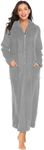 Ekouaer Women's Flannel Robe Zipper Front Robes Full Length Bathrobe