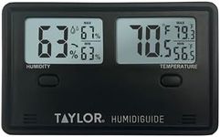 Taylor Digital Indoor Wireless Thermometer & Hygrometer, Dual Display for Indoor Temperature and Humidity, Min/Max - Black