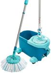 Leifheit Clean Twist Disc Mop Ergo Mobile Set, Moisture Controlled Spin, Wheeled Bucket, Faster Cleaning, Easy-Steer Micro Fibre 33cm Head with 360­ Joint, Spin Mop System