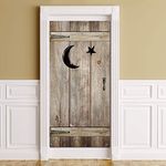 Blulu Outhouse Door Cover Vintage Outhouse Barn Door Backdrop Western Party Decorations Porch Sign Booth Background for Halloween Western Country Bathroom Outhouse Birthday Party Supplies, 6 x 3 ft