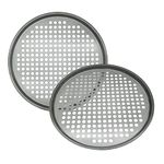 Maxi Nature Pizza Tray Set of 2 - Non Stick Baking, Even Heat Distribution - Pizza Pan for Oven - Perforated Stainless Steel for Crispy Crust - 13 Inch, 33 cm