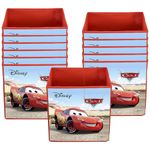 Kuber Industries Pack of 12 Collapsible Storage Box | Kids Toys Storage Organizer | Wardrobe Baskets for Clothes | Disney Car Print Foldable Box | Red