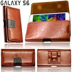 Gorilla Tech Horizontal Belt Case / Pouch / Holster with Twin Belt Loop and Clip and Strong Magnetic Closure for Galaxy S6 Samsung Galaxy Grand Prime Plus Samsung Galaxy J2 (2016) Samsung Galaxy J3 (2017) Samsung Galaxy J3 Emerge Samsung Galaxy J3 Pro Samsung Galaxy J5 (2017) Samsung Galaxy J5 Prime Brown