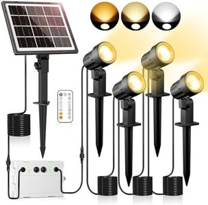 MEIHUA 4 in 1 Solar Spotlights with Remote 2700K 4000K 6500K 3 Brightness Levels IP66 Waterproof LED Landscape Lighting Timing-Function Outdoor Lights Solar for Garden Tree Pathway