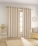 Enhanced Living Savoy Cream Velvet Chenille 100% Blackout Thermal Eyelet Curtains - 90 x 108 inch (229 x 274cm) for Living Room/Bedroom