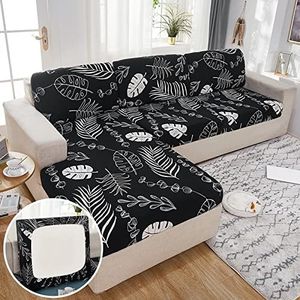 taolema 6Pcs Wear-Resistant Universal Couch Covers, L Shape Sectional Sofa Covers, Printed Couch Cushion Covers Slipcovers for Chaise Lounge Sofa Slipcover Both Left/Right Sectional Couch