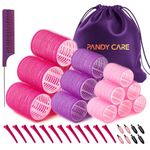 Hair Rollers Set 40 PCS, PandyCare Hair Rollers For Long & Short - No Heat, Hair-friendly, Natural Effect, Includes 18 Rollers (1.73+1.41+0.98 inch), 20 Hair Clips,1 Rat Tail Comb ,1 Storage Bag