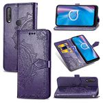 Ranyi for Jitterbug Smart3 / Lively Smart Smartphone Case, Mandala Flower Pattern Leather Wallet Case with Credit Card Holder Kickstand Flip Folio Magnetic Wallet Case for Jitterbug Smart3 -Purple