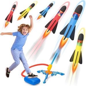 Funwee Toy Rocket Launcher for Kids, Flying Foam Rocket & Jump Air Launching Pad, Fun Outdoor Outside Activitie Sport Game Birthday Gift Idea Present for Kids Boys Girls Toddler Age 3+ Years