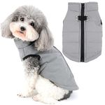 Zunea Dog Jacket Coat for Small Dogs Cats Winter Warm Puppy Clothes with D-Ring for Harness Leash Soft Zipper Jacket Cold Weather Pet Apparel Clothing for Chihuahua Yorkie Gray S