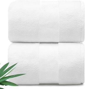 Alusa Home Ultra Soft & Plush Viscose from Bamboo Bath Sheets - 700 GSM Pack of 2 - Extra Large 70x35 in - Super Absorbent & Quick Drying (White)