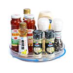 Auzass Turntable Cupboard Organiser, BPA-Free Clear Rotating Spice Racks for Kitchen Fridge Pantry Cabinet Countertop Storage, Versatile Condiment Spice Holder for Jars(23.5cm)