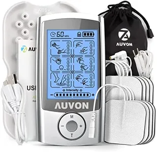 AUVON Rechargeable TENS Unit Muscle Stimulator, 24 Modes 4th Gen TENS Machine with 8pcs 2"x2" Premium Electrode Pads for Pain Relief