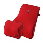 GiGi G-1107/1110 100% Pure Memory Foam and Ergonomic Design Car Seat Neck Rest Cushion and Back Rest Cushion Head Rest Pillow for Cervical Pain Relief (Red)