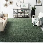 SAFAVIEH August Shag Collection Area Rug - 8' x 10', Green, Solid Design, Non-Shedding & Easy Care, 1.5-inch Thick Ideal for High Traffic Areas in Living Room, Bedroom (AUG200Y)