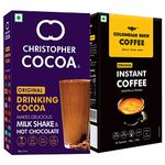 Colombian Brew Pure Instant Coffee Powder, Strong 50g, Christopher Cocoa, Drinking Chocolate Cocoa Powder, Dark No Sugar, 100g