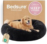 Bedsure Calming Dog Bed for Extra Large Dogs - Donut Washable Large Pet Bed, 45 inches Anti-Slip Round Fluffy Plush Faux Fur Dog Bed, Fits up to 125 lbs Pets, Black