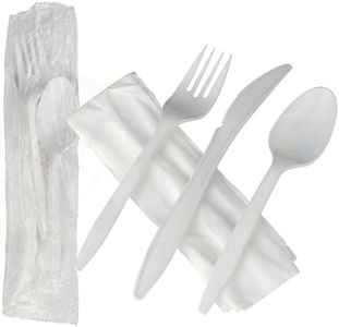 MT Products White Individually Wrapped Plastic Utensils - Disposable Silverware set - Pack of 500