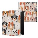 kwmobile Case Compatible with Amazon Kindle Oasis 10. Generation Case - eReader Cover - Dogs White/Light Brown/Grey