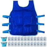 qzjijosen Cooling Sport Vest for Men&Women Hot Weather, Ice Vest with 2 PCS Ice Bags and 24 PCS Ice Packs, Practical Ice Cooling Vests for Women Man Blue