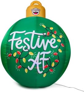 BigMouth Giant Ornament Inflatable Christmas Ball, 4 FT Holiday LED Lighted Decoration, Continuous Air Plug-in, Tethered Ground Stakes, Outdoor Holiday Yard Deco - Festive AF