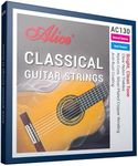 Classical Guitar Strings, Alice 2 Set Classic Guitar 6 Strings Clear Nylon Normal Tension 28-43 Gauge with Anti-Rust Coating, Silver Plated Wrap (AC130)