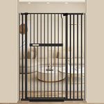 AiWMGL 55.11" Extra Tall Cat Pet Gate, Walk Through Baby Gates with Pressure Mounted Extention Kit, Auto Close and Double Locking for Doorways, Indoor Stairs, Kitchen,Black 36.22-39.37" Wide