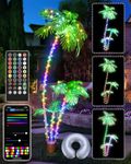 7FT Smart Lighted Palm Tree, DIY Color Changing LED Palm 3 Trunk Lights, Music Sync Timer Pre Lit Large Artificial Christmas Tree App Remote Control for Outside Patio Poolside Deck Bar Decor