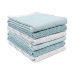 KAF Home Ayesha Kitchen Towel - Set of 6 Mixed Kitchen Terry Towels - Cotton & Absorbent Dish Towels for Kitchen Drying Dishes, Spills, Cooking & Any Household Mess (Aqua)