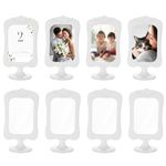 NUPTIO Double Sided Picture Frame: 4x6 White Photo Frames Bulk 8PCS Plastic Photos Stands Table Number Holder Menu Display Standing European Vintage Pictures Stands for Wedding Sign Party Graduation