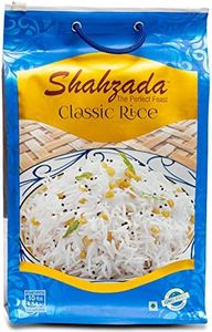 Shahzada Classic White Rice 10 lbs – Premium Aged, Aromatic & Flavorful Long Grain | Slender, Non-GMO, Quick Cooking, Everyday Rice in Resealable Zip-Lock Bag for Freshness