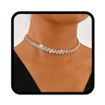 Reaky Choker Necklaces Gold Rhinestone Necklace Sparkly Necklaces Jewelry for Women (Gold)