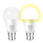 Boxlood Dusk Till Dawn Light Bulbs, 3000K Warm White, 9W 60W Equivalent, B22 Energy Saving Light Bulbs, for Yard Porch Patio Garden, 2Pack