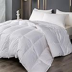 Goose Feather Down Comforter - Cooling White Goose Down Duvet Insert 800 FP Goose Feather Quilt All Season Hotel Down Bedding Comforter with 600 TC Cotton Cover, Twin Size 68" x 90"