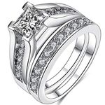 JUDE 925 Sterling Silver Princess Cut Wedding Engagement Bridal Ring Set (N)