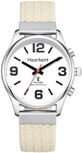 Hearkent British English Talking Watch for Women with Large Numbers Self-Setting for Visually impaired, Blind or Elder People (Nylon Beige)