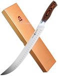 TUO Butcher Knife - 12 Inch Breaking Butcher s Knives Curved Granton Edge Carver Slicing Knife Long Meat Veggies Cleaver - German HC Steel Comfortable Pakkawood Handle - Fiery Series Gift Box Included