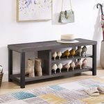 EXCEFUR Industrial Entryway Bench, Rustic Indoor Shoe Boot Storage Bench Seat for Living Room, Grey